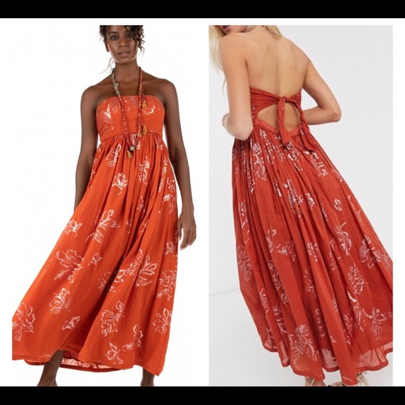 Free People Dresses & Skirts - Free People Baja Babe Midi Dress-Brick Brown small